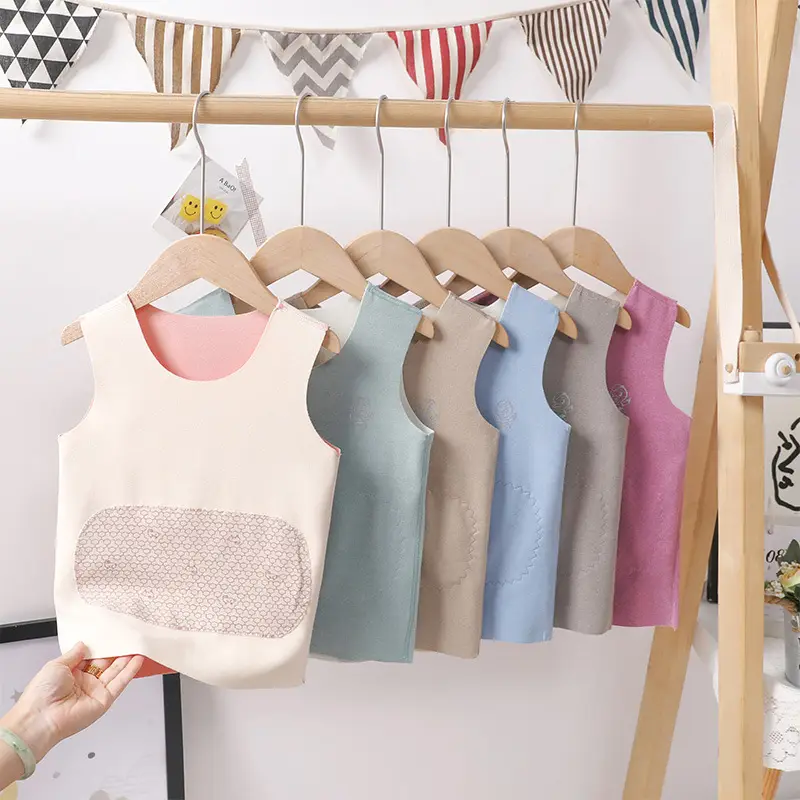 Children's Pink Sleeveless Thermal Vest Belly Protector - Image 9