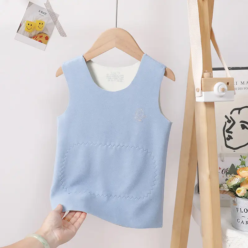 Children's Pink Sleeveless Thermal Vest Belly Protector - Image 2