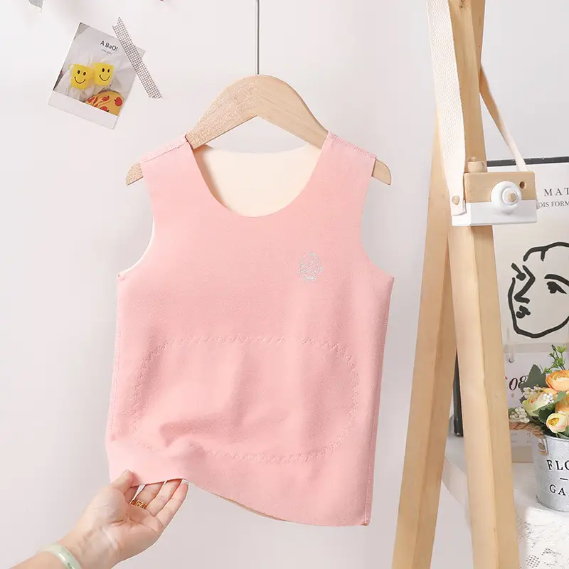 Children's Pink Sleeveless Thermal Vest Belly Protector - Image 6