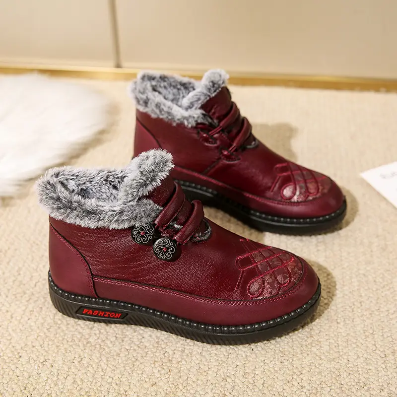 Beijing Old Cloth Shoes Women's Cotton Shoes fleece-lined Warm Winter Snow Boots Middle-aged and Elderly Mother's Shoes Non-slip Wear-resistant Soft Sole - Image 6