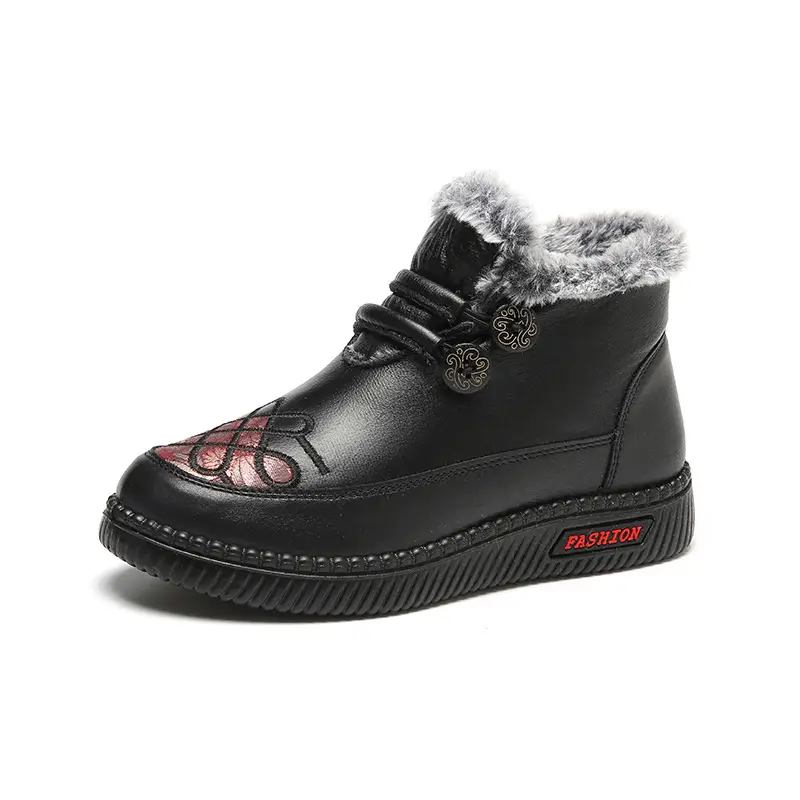 Beijing Old Cloth Shoes Women's Cotton Shoes fleece-lined Warm Winter Snow Boots Middle-aged and Elderly Mother's Shoes Non-slip Wear-resistant Soft Sole - Image 2