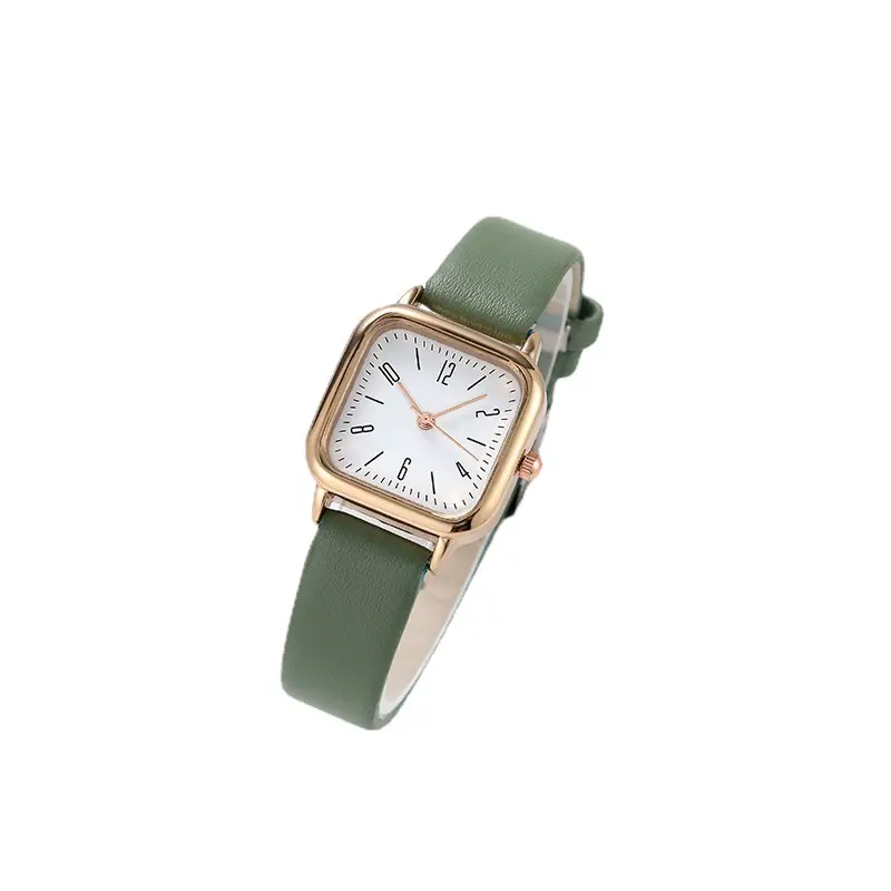 Women's Square Watch Gold Rose Gold Black Strap Quartz - Image 8