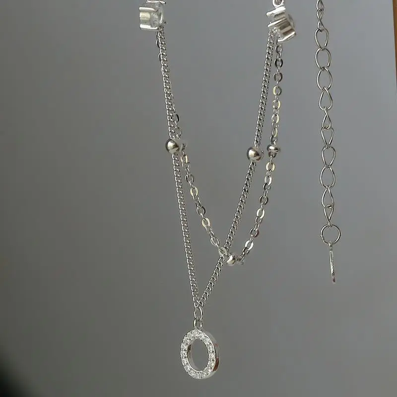 Silver Double Layer Anklet with Tassel Pendant for Women - Image 4