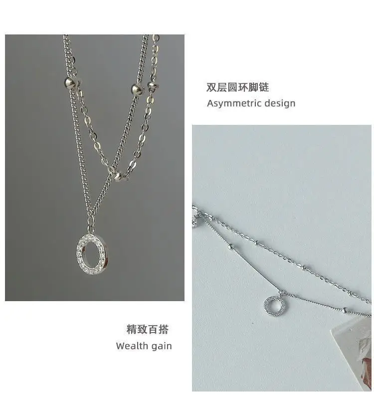 Silver Double Layer Anklet with Tassel Pendant for Women — feature 3