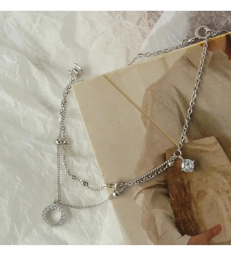 Silver Double Layer Anklet with Tassel Pendant for Women — feature 6