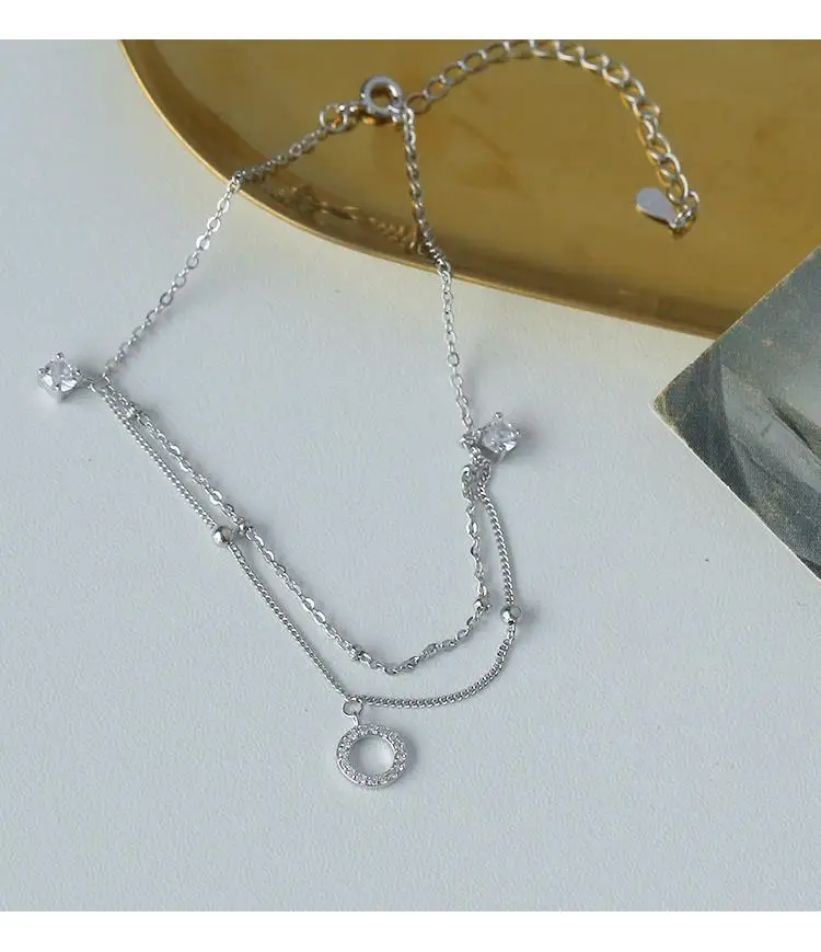 Silver Double Layer Anklet with Tassel Pendant for Women — feature 7