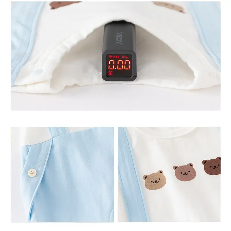 Baby Bear Printed Shorts Set Striped Top Overalls - Image 3
