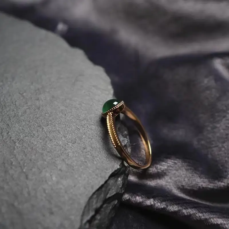 Green Chalcedony Open Ring Women's Gold Plated - Image 4