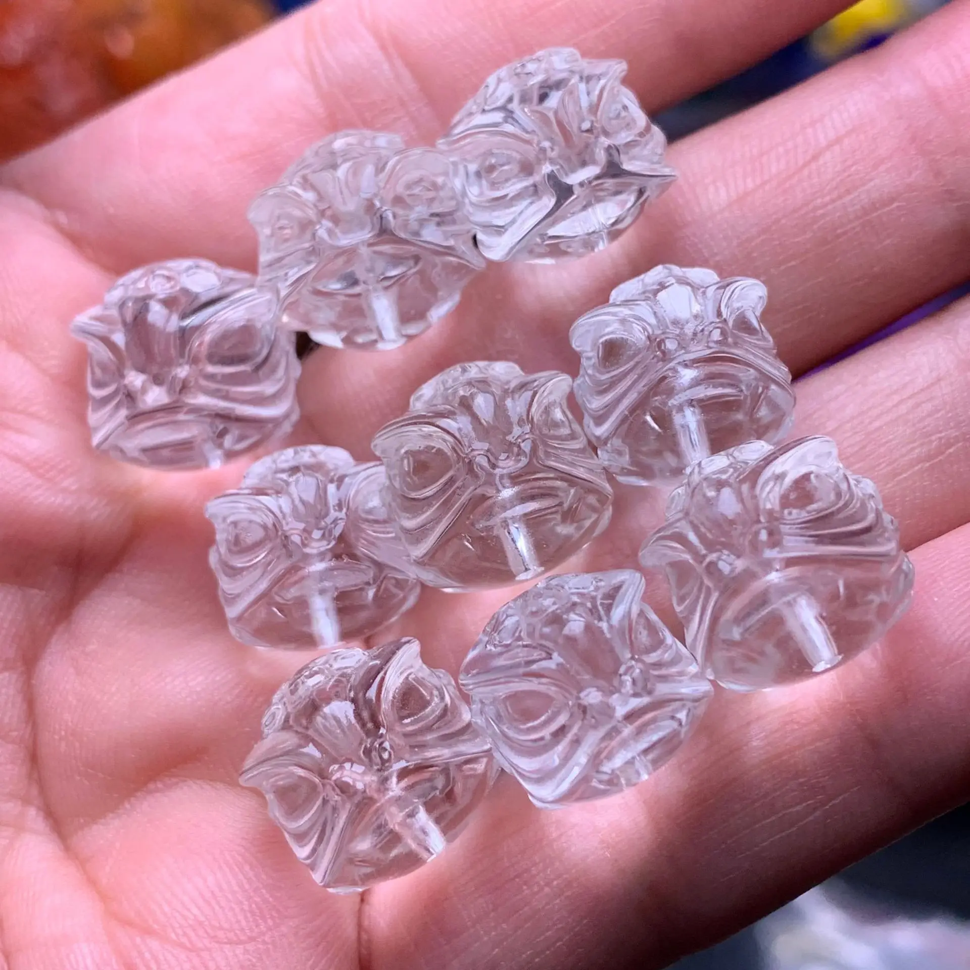 Natural White Crystal Wake Lion Head Beads 14mm - Image 4