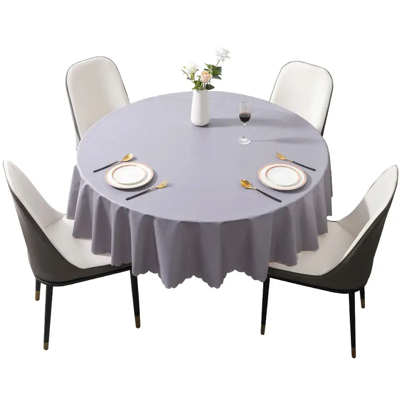 White PVC Round Tablecloth Set for Dining - Image 16