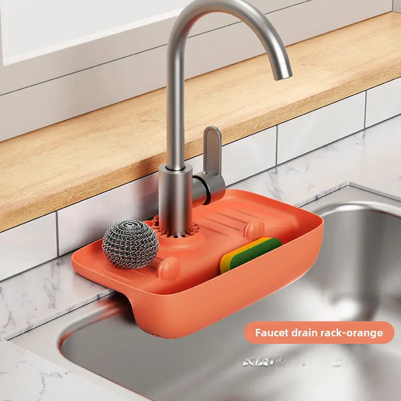 Faucet Drain Rack Sink Mat Non-slip Countertop Mat Mint Blue - Image 2