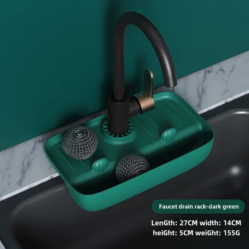 Faucet Drain Rack Sink Mat Non-slip Countertop Mat Mint Blue - Image 3