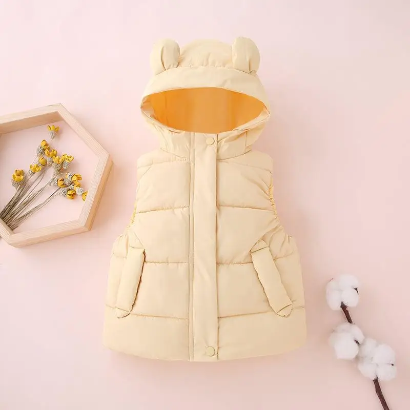 Children's Hooded Cartoon Vest Black Puffer - Image 9