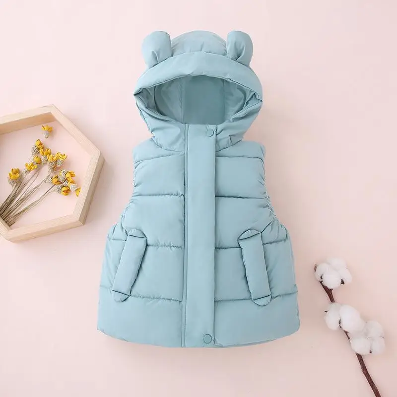 Children's Hooded Cartoon Vest Black Puffer - Image 10