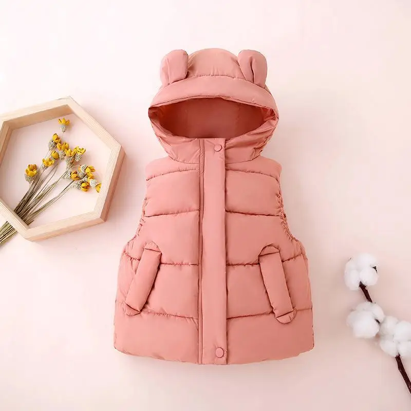 Children's Hooded Cartoon Vest Black Puffer - Image 5