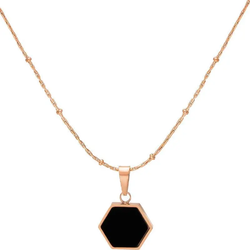 Black Geometric Square Necklace for Women Light Luxury - Image 5