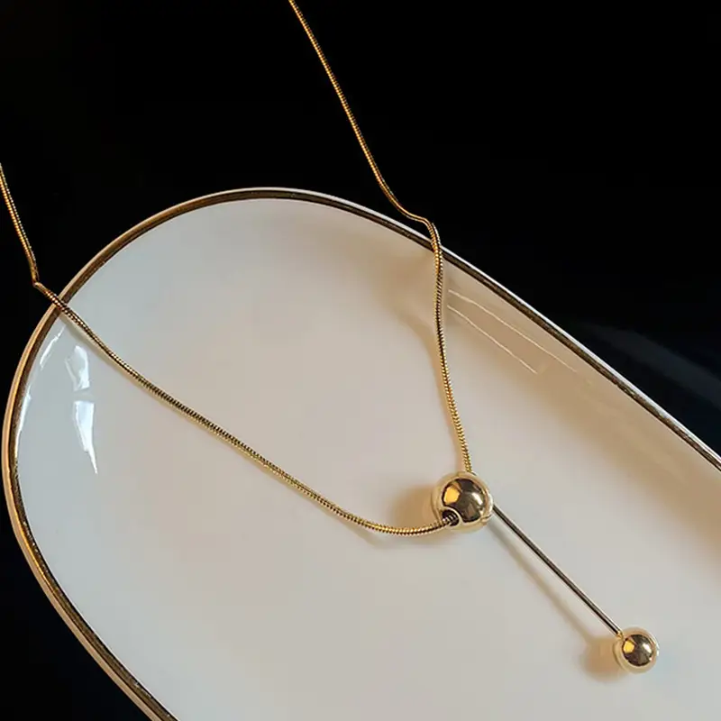 Golden Ball Titanium Necklace for Women - Image 4