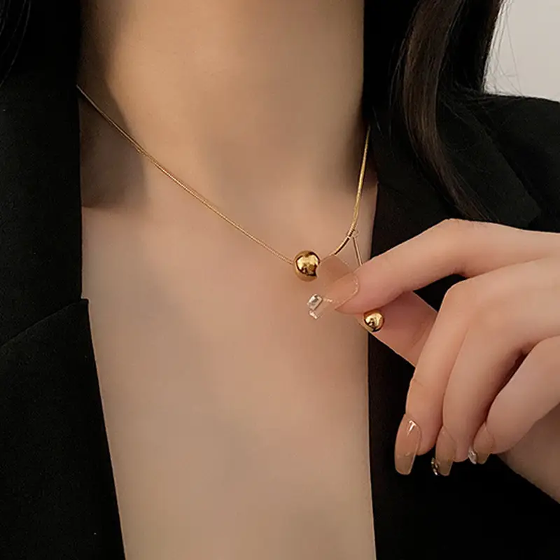 Golden Ball Titanium Necklace for Women - Image 5