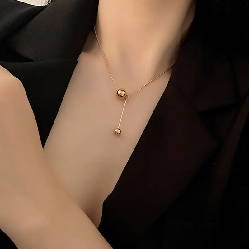 Golden Ball Titanium Necklace for Women - Image 6