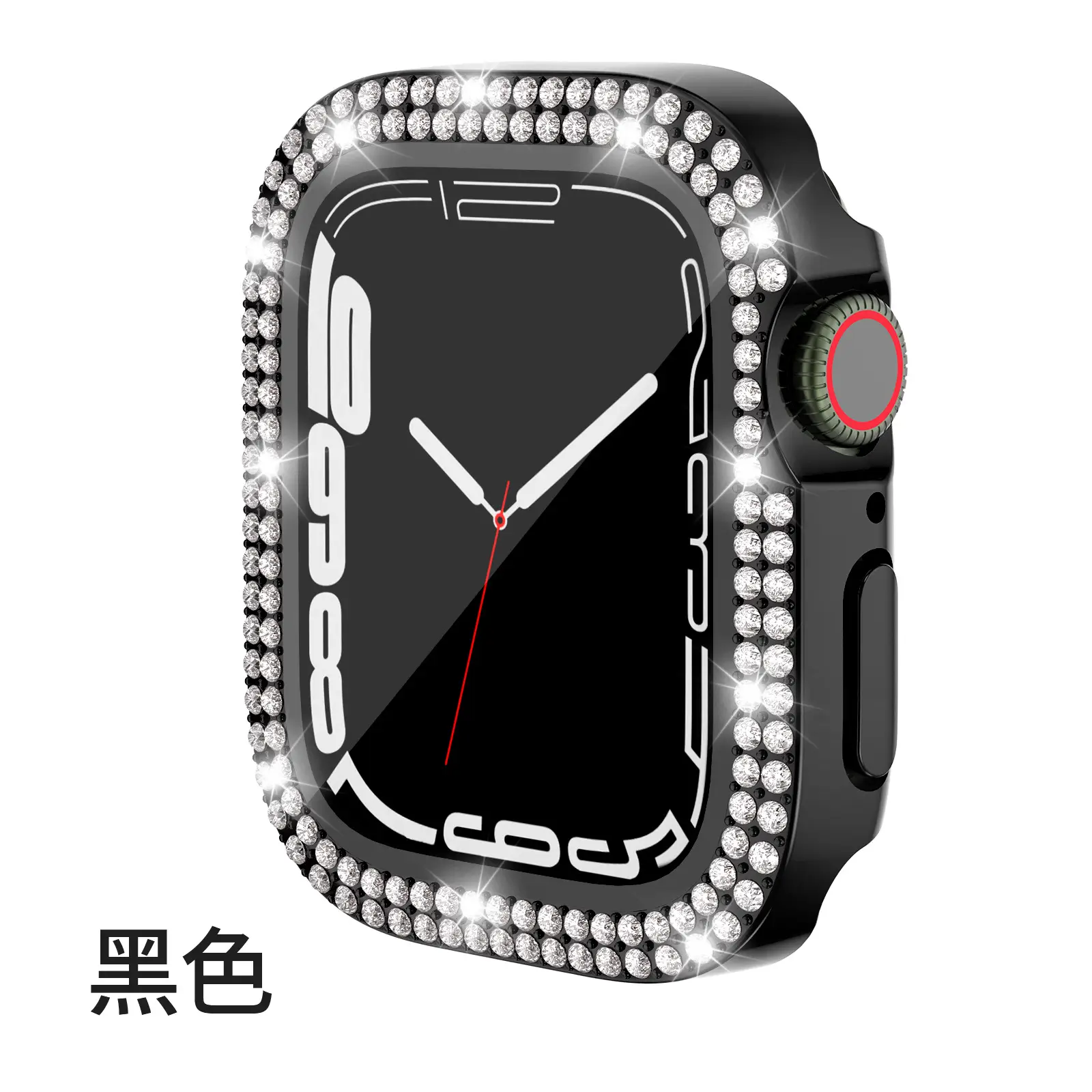 Apple Watch Case with Double Row Diamond & Electroplated Silver - Image 2