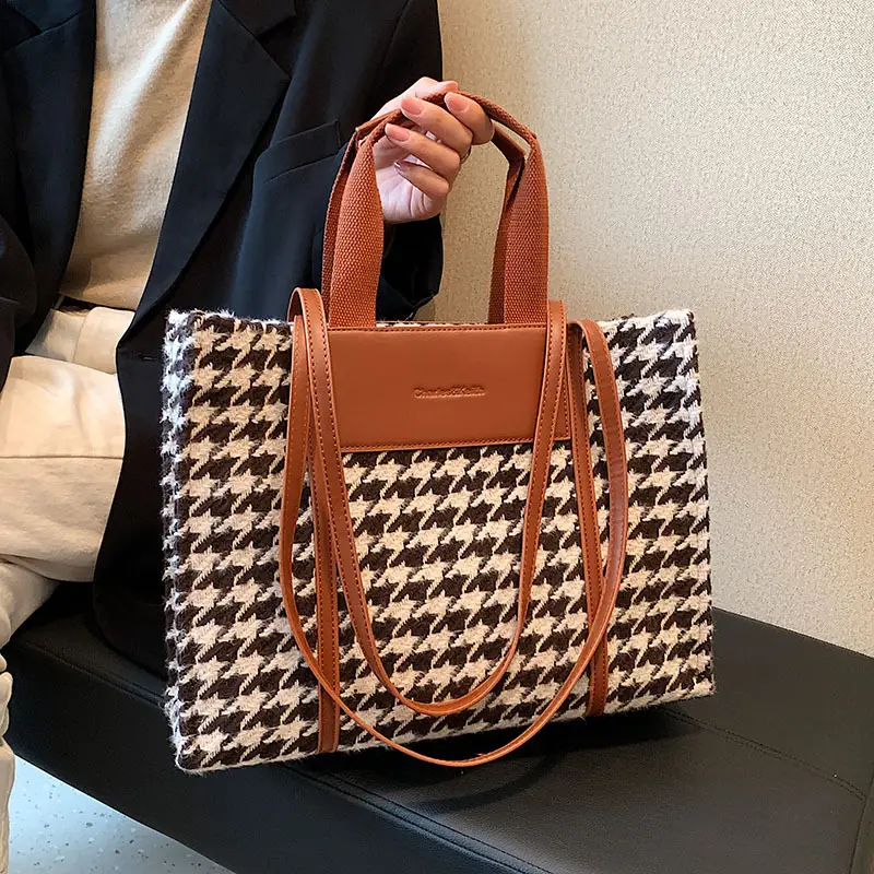 Houndstooth Fabric Shoulder Bag for Women 2025 - Image 5