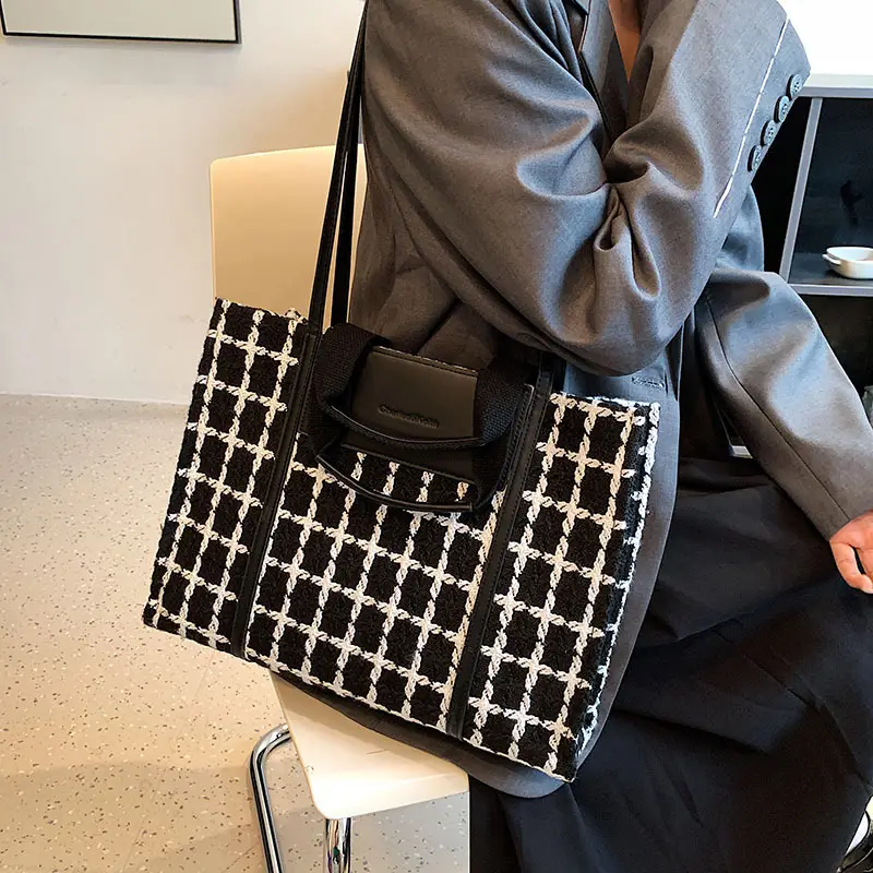 Houndstooth Fabric Shoulder Bag for Women 2025 - Image 8