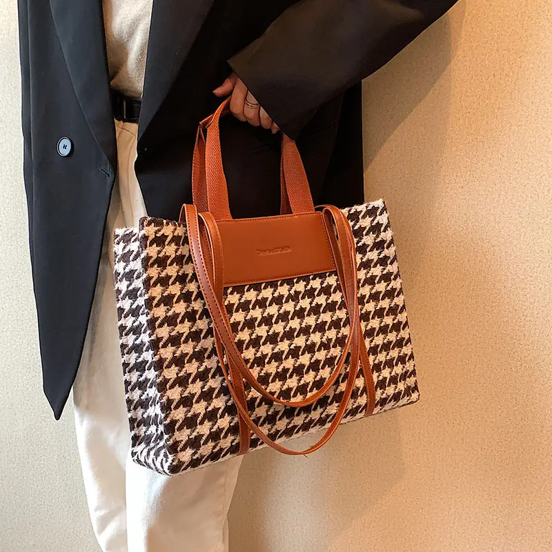 Houndstooth Fabric Shoulder Bag for Women 2025 - Image 2