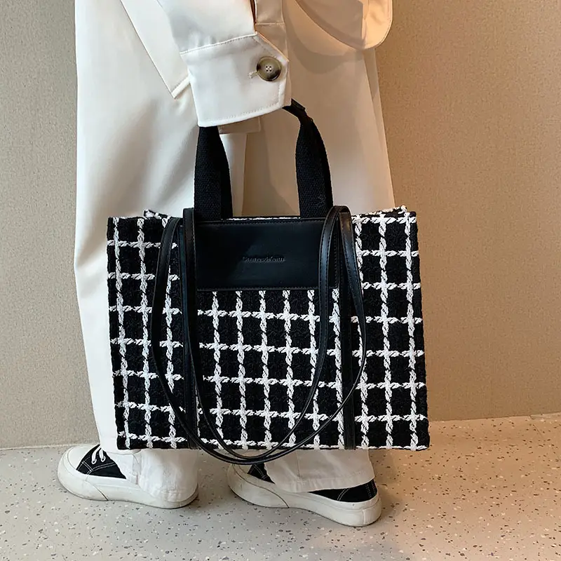 Houndstooth Fabric Shoulder Bag for Women 2025 - Image 3