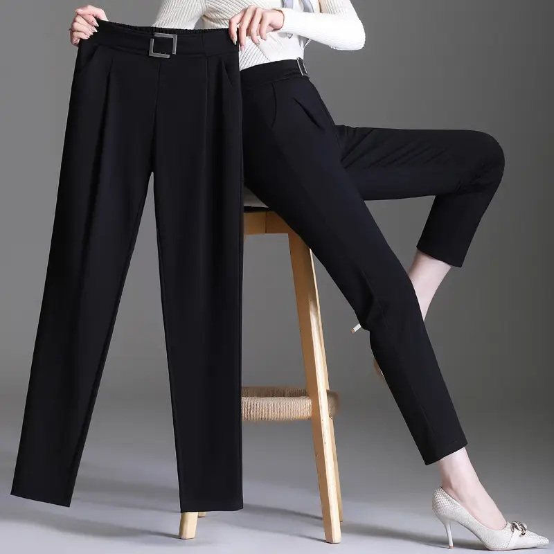 Black Women's High Waist Carrot Pants 2024 - Image 2
