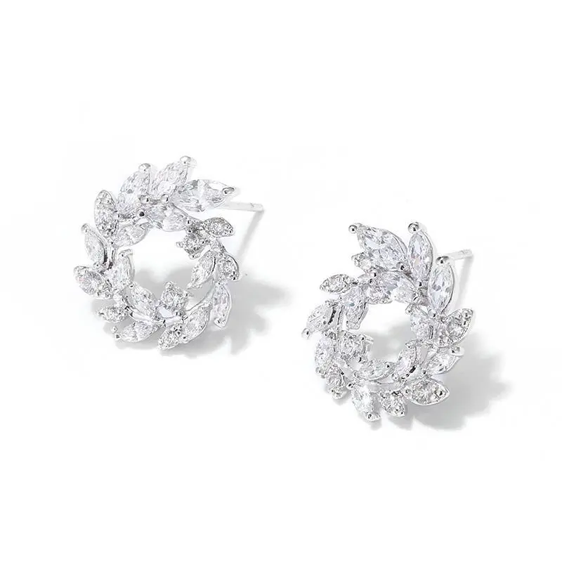 Sterling Silver Korean Earrings with Olive Branch Design - Image 5