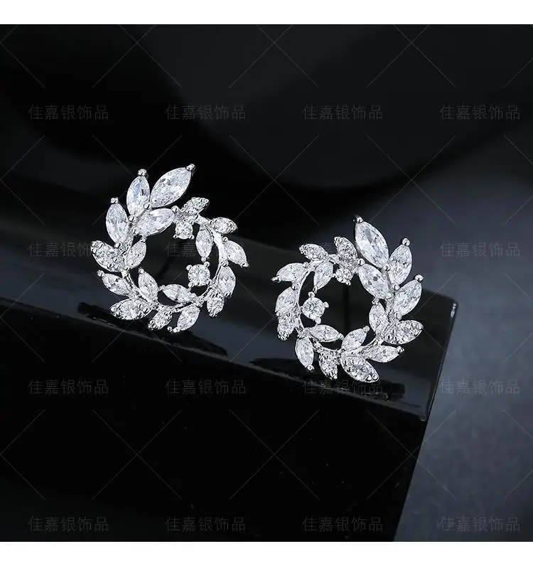 Sterling Silver Korean Earrings with Olive Branch Design — feature 9