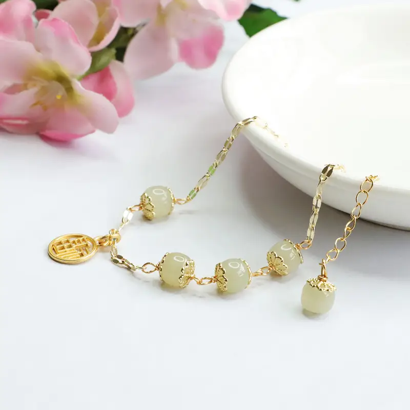 Golden Jade Lucky Charm Bracelet for Women - Image 4