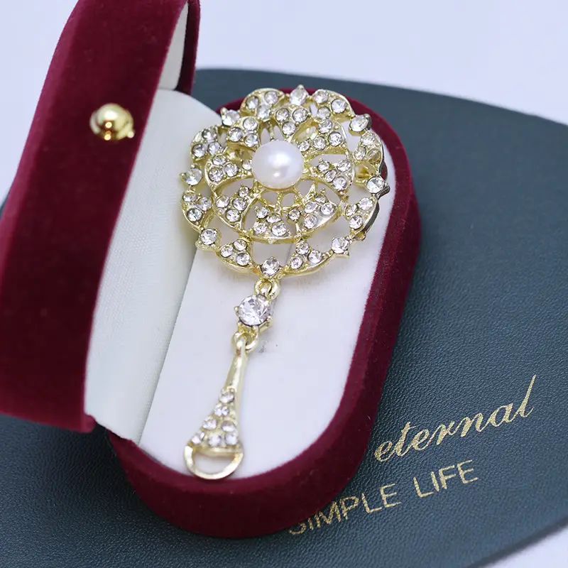 Gold Pearl Coral Pearl Brooch for Women
