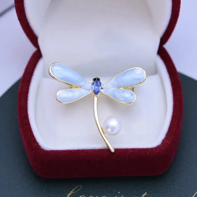 Gold Pearl Coral Pearl Brooch for Women