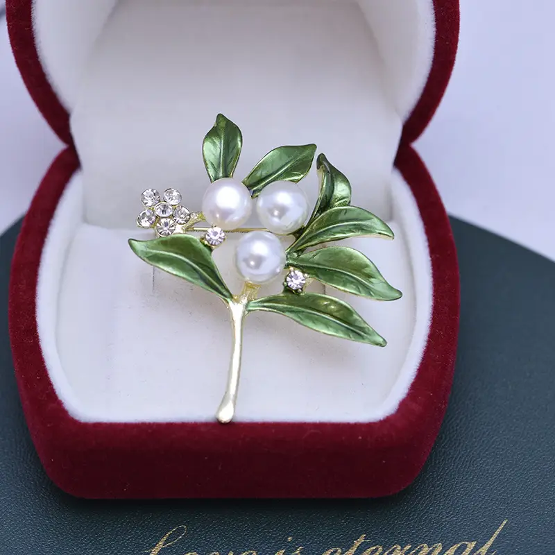 Gold Pearl Coral Pearl Brooch for Women