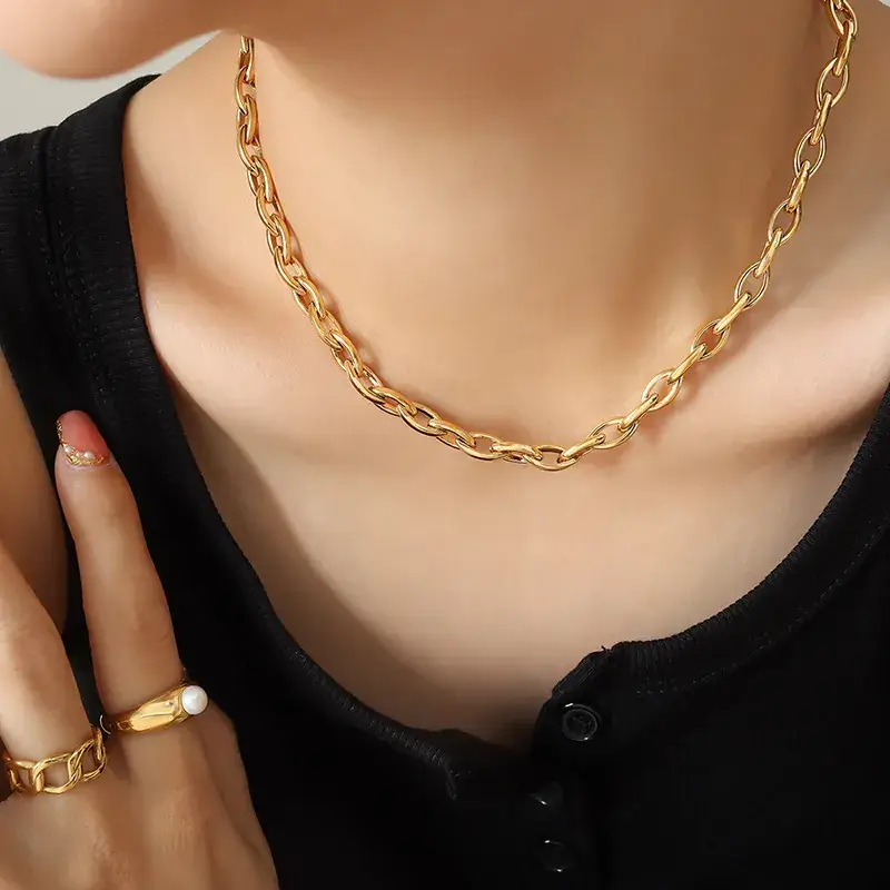European American Style Copper Jewelry Set with Thick Chain Bracelet - Image 5
