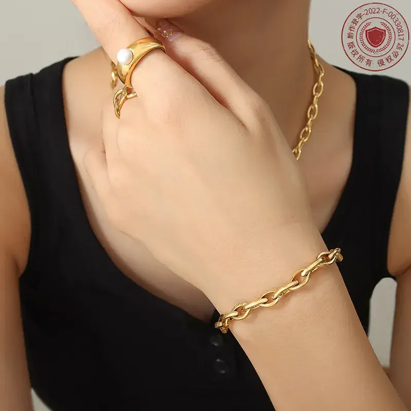 European American Style Copper Jewelry Set with Thick Chain Bracelet - Image 6