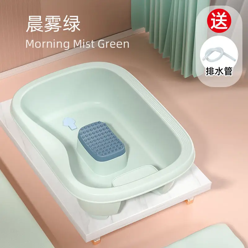 Mist Green Shampoo Basin for Pregnant Women Lying on Bed - Image 2