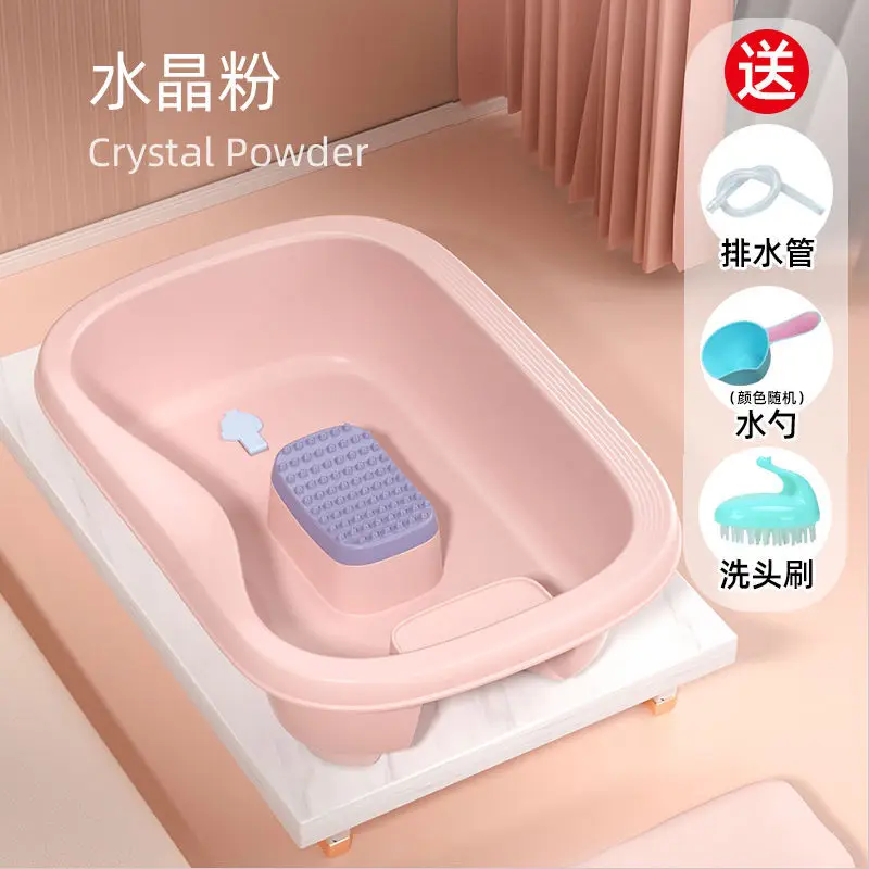 Mist Green Shampoo Basin for Pregnant Women Lying on Bed - Image 3