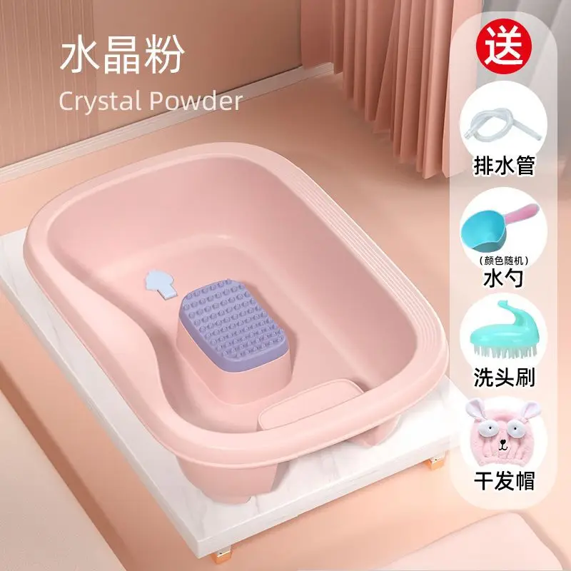 Mist Green Shampoo Basin for Pregnant Women Lying on Bed - Image 6