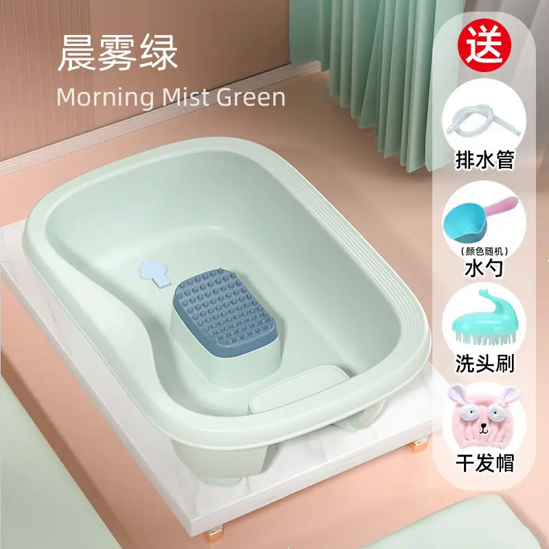 Mist Green Shampoo Basin for Pregnant Women Lying on Bed - Image 7