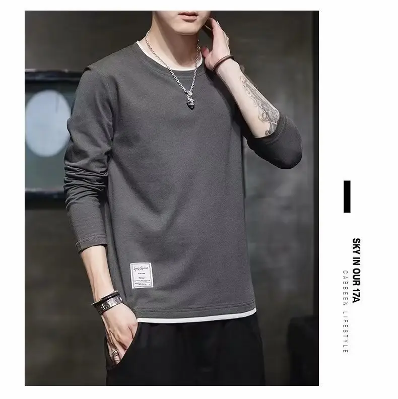 Men Black Long Sleeve T-Shirt 2022 Loose Casual — feature 6