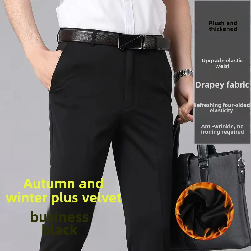 Men's Spring Autumn Stretch Pants Black Middle-aged - Image 58