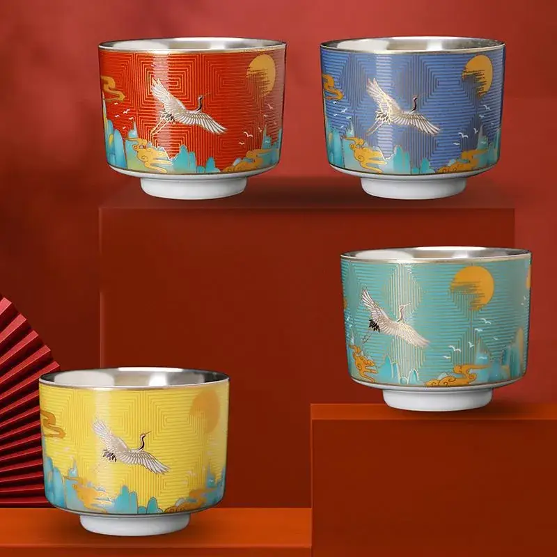 Silver Ceramic Tea Cups Set for Home Office - Image 6