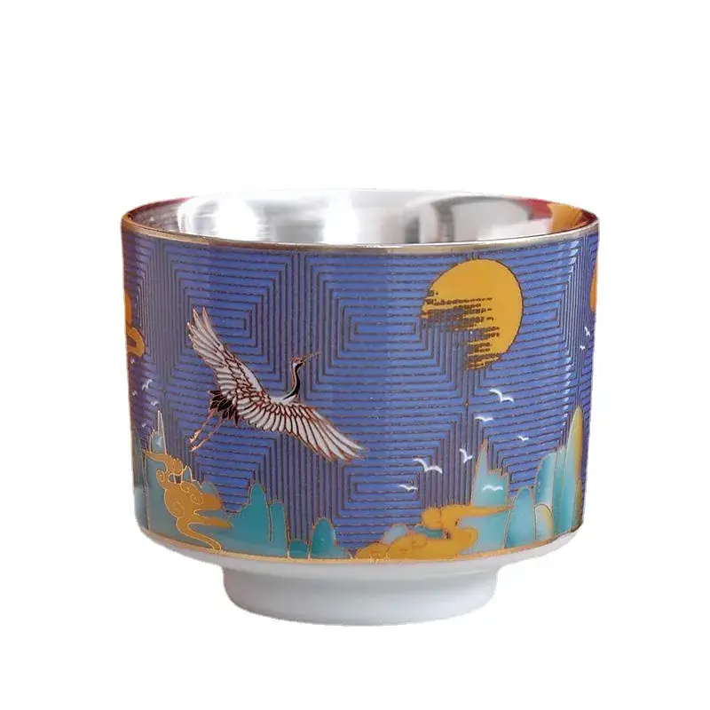 Silver Ceramic Tea Cups Set for Home Office - Image 9
