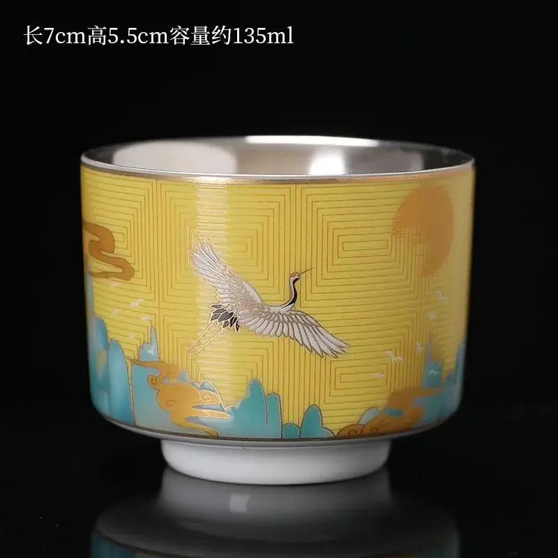 Silver Ceramic Tea Cups Set for Home Office - Image 3