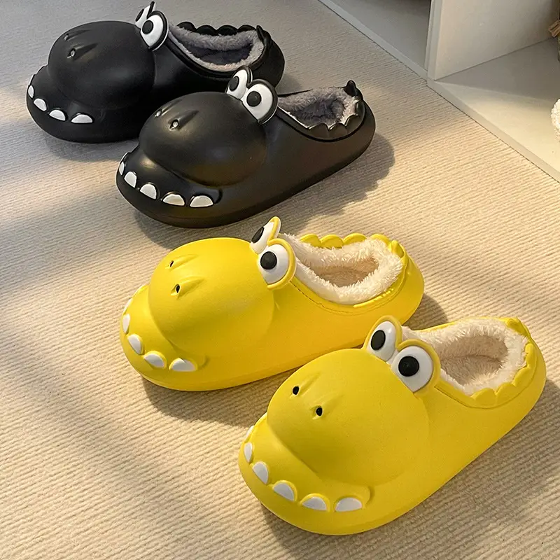 Nanbowan closed toe dinosaur cotton slippers women's winter poop feeling warm home outdoor waterproof couple cotton slippers men - Image 9