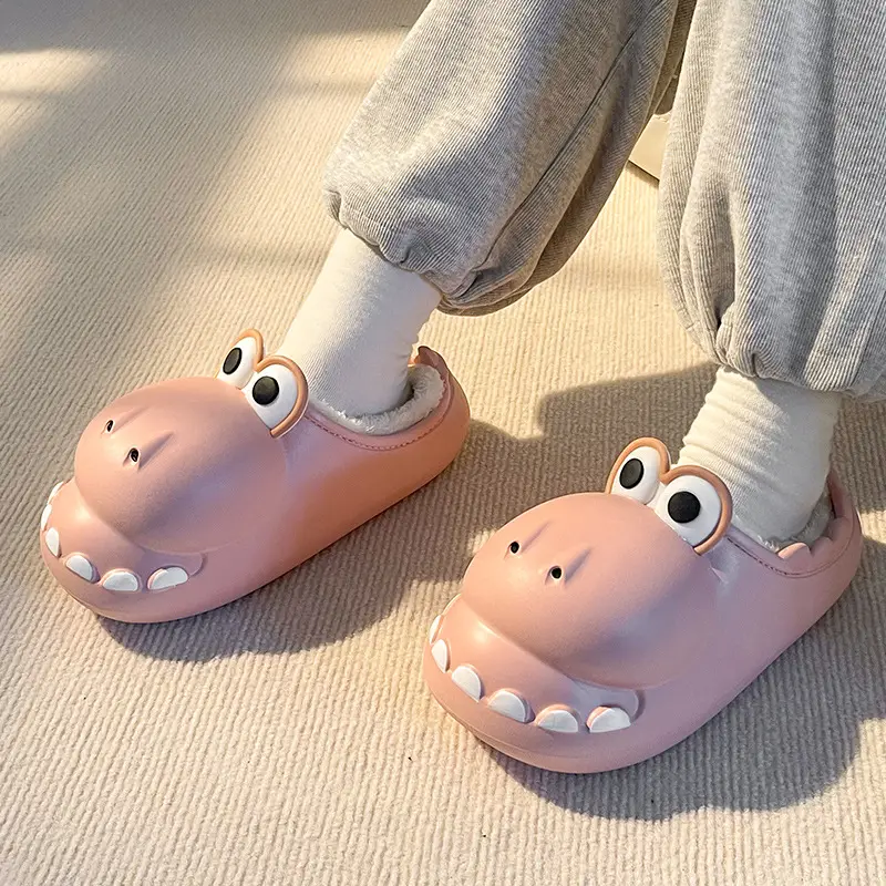 Nanbowan closed toe dinosaur cotton slippers women's winter poop feeling warm home outdoor waterproof couple cotton slippers men - Image 10