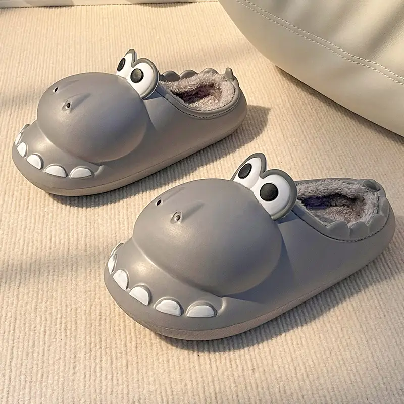 Nanbowan closed toe dinosaur cotton slippers women's winter poop feeling warm home outdoor waterproof couple cotton slippers men - Image 5