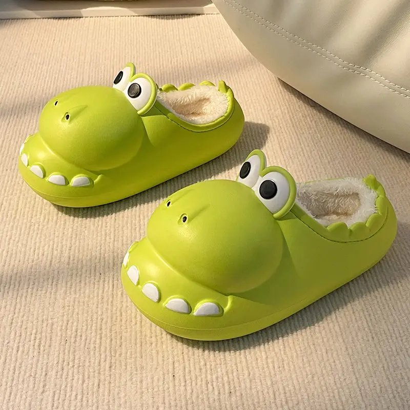 Nanbowan closed toe dinosaur cotton slippers women's winter poop feeling warm home outdoor waterproof couple cotton slippers men - Image 6